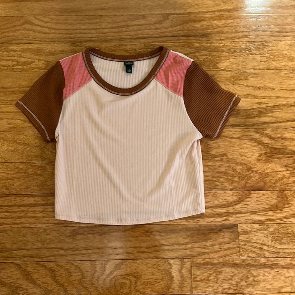 target-wild fable brown,light pink, and pink crop top